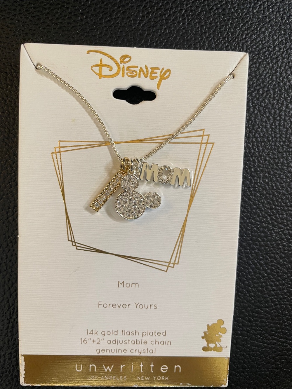 Disney Two-Tone Gold and Silver 'Mom' Necklace with Crystal Mickey Charm